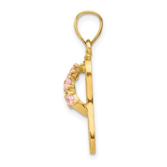 14k Yellow Gold Birthstone Flip Flop Necklace Charm Pendant Birth month CZ Stone - Picture 3 of 10